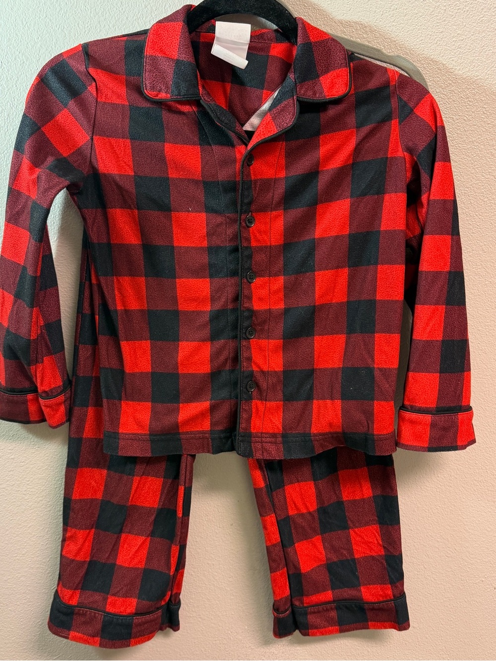 Red & Black Buffalo Plaid Kids Pajama Set - Button-Front